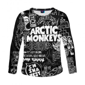 Женский лонгслив 3D с принтом Arctic Monkeys в Екатеринбурге, 100% полиэстер | длинные рукава, круглый вырез горловины, полуприлегающий силуэт | arctic monkeys | алекс тёрнер | арктик манкиз | группы | джейми кук | инди | музыка | мэтт хелдерс | ник омэлли | постпанк | рок