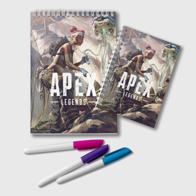 Блокнот с принтом APEX Legends в Екатеринбурге, 100% бумага | 48 листов, плотность листов — 60 г/м2, плотность картонной обложки — 250 г/м2. Листы скреплены удобной пружинной спиралью. Цвет линий — светло-серый
 | 2 | 2019 | 3 | apex | game | legends | titanfall | игра | титанфолл