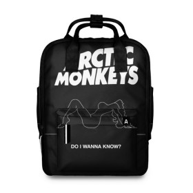 Женский рюкзак 3D с принтом Arctic Monkeys в Екатеринбурге, 100% полиэстер | лямки с регулируемой длиной, сверху ручки, чтобы рюкзак нести как сумку. Основное отделение закрывается на молнию, как и внешний карман. Внутри два дополнительных кармана, один из которых закрывается на молнию. По бокам два дополнительных кармашка, куда поместится маленькая бутылочка
 | arctic monkeys | алекс тёрнер | арктик манкиз | группы | джейми кук | инди | музыка | мэтт хелдерс | ник омэлли | постпанк | рок