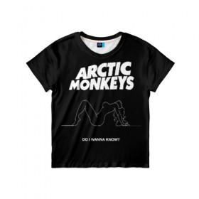 Детская футболка 3D с принтом Arctic Monkeys в Екатеринбурге, 100% гипоаллергенный полиэфир | прямой крой, круглый вырез горловины, длина до линии бедер, чуть спущенное плечо, ткань немного тянется | arctic monkeys | алекс тёрнер | арктик манкиз | группы | джейми кук | инди | музыка | мэтт хелдерс | ник омэлли | постпанк | рок