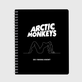 Тетрадь с принтом Arctic Monkeys в Екатеринбурге, 100% бумага | 48 листов, плотность листов — 60 г/м2, плотность картонной обложки — 250 г/м2. Листы скреплены сбоку удобной пружинной спиралью. Уголки страниц и обложки скругленные. Цвет линий — светло-серый
 | Тематика изображения на принте: arctic monkeys | алекс тёрнер | арктик манкиз | группы | джейми кук | инди | музыка | мэтт хелдерс | ник омэлли | постпанк | рок