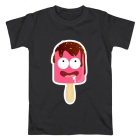 Мужская футболка хлопок с принтом Веселое мороженое в Екатеринбурге, 100% хлопок | прямой крой, круглый вырез горловины, длина до линии бедер, слегка спущенное плечо. | 