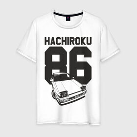 Мужская футболка хлопок с принтом Toyota AE86 Hachiroku в Екатеринбурге, 100% хлопок | прямой крой, круглый вырез горловины, длина до линии бедер, слегка спущенное плечо. | ae86 hachiroku | hachiroku | toyota | toyota ae86 | toyota ae86 hachiroku | хачироку