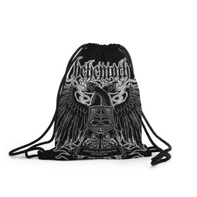 Рюкзак-мешок 3D с принтом Behemoth в Екатеринбурге, 100% полиэстер | плотность ткани — 200 г/м2, размер — 35 х 45 см; лямки — толстые шнурки, застежка на шнуровке, без карманов и подкладки | behemoth | black metal | death metal | inferno | nergal | orion | seth | блэк метал | группы | дэт метал | метал | музыка | рок