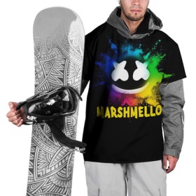Накидка на куртку 3D с принтом Marshmello в Екатеринбурге, 100% полиэстер |  | Тематика изображения на принте: alone | beautiful now | disc | dj | jockey | marshmallow | американский | диджей | дискотека | маршмэллоу | продюсер
