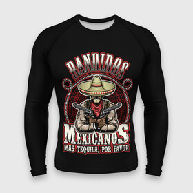 Мужской рашгард 3D с принтом Bandidos в Екатеринбурге,  |  | cartridges | drawing | graphic | hat | mexican | mexico | ornament | patterns | revolvers | rope | tape | tequila | thug | weapon | бандит | верёвка | графика | лента | мексика | мексиканский | орнамент | оружие | патроны | револьверы | рисунок | текила |