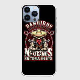 Чехол для iPhone 13 Pro Max с принтом Bandidos в Екатеринбурге,  |  | cartridges | drawing | graphic | hat | mexican | mexico | ornament | patterns | revolvers | rope | tape | tequila | thug | weapon | бандит | верёвка | графика | лента | мексика | мексиканский | орнамент | оружие | патроны | револьверы | рисунок | текила |