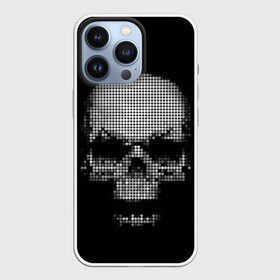 Чехол для iPhone 13 Pro с принтом Череп в Екатеринбурге,  |  | background | black | day of the dead | death | drawing | graphics | h | halloween | points | raster | skeleton | skull | symbol | teeth | взгляд | графика | день мертвых | зубы | мексика | праздник | растр | рисунок | символ | скелет | точки | фо