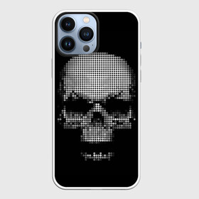 Чехол для iPhone 13 Pro Max с принтом Череп в Екатеринбурге,  |  | background | black | day of the dead | death | drawing | graphics | h | halloween | points | raster | skeleton | skull | symbol | teeth | взгляд | графика | день мертвых | зубы | мексика | праздник | растр | рисунок | символ | скелет | точки | фо