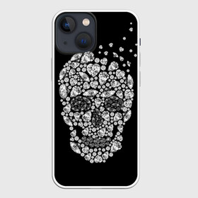 Чехол для iPhone 13 mini с принтом Diamond skull в Екатеринбурге,  |  | background | black | death | diamond skull | drawing | graphics | hal | hearts | precious stones | symbol | wealth | богатство | бриллиантовый | графика | день мертвых | драгоценные | камни | мексика | праздник | рисунок | сердца | символ | фон |