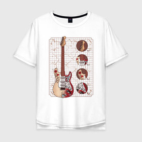 Мужская футболка хлопок Oversize с принтом Гитара в Екатеринбурге, 100% хлопок | свободный крой, круглый ворот, “спинка” длиннее передней части | guitar | гитара | гитары | с гитарой