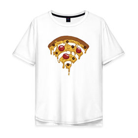 Мужская футболка хлопок Oversize с принтом Пицца Wi-Fi в Екатеринбурге, 100% хлопок | свободный крой, круглый ворот, “спинка” длиннее передней части | Тематика изображения на принте: pizza | wi fi | wifi | абстракция | вай фай | интернет | пицца