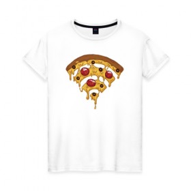 Женская футболка хлопок с принтом Пицца Wi-Fi в Екатеринбурге, 100% хлопок | прямой крой, круглый вырез горловины, длина до линии бедер, слегка спущенное плечо | pizza | wi fi | wifi | абстракция | вай фай | интернет | пицца