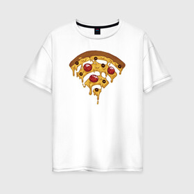 Женская футболка хлопок Oversize с принтом Пицца Wi-Fi в Екатеринбурге, 100% хлопок | свободный крой, круглый ворот, спущенный рукав, длина до линии бедер
 | pizza | wi fi | wifi | абстракция | вай фай | интернет | пицца