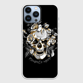 Чехол для iPhone 13 Pro Max с принтом Memento mori в Екатеринбурге,  |  | Тематика изображения на принте: blac | death | drawing | flowers | graphics | head | ornament | patterns | remember | roses | skeleton | skull | symbol | голова | графика | надпись | орнамент | помни | рисунок | розы | символ | скелет | текст | узоры | фон | цветы | череп | чер