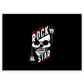 Поздравительная открытка с принтом Free soul rock star. life is s в Екатеринбурге, 100% бумага | плотность бумаги 280 г/м2, матовая, на обратной стороне линовка и место для марки
 | free soul | hard | heavy | life | mus | music | rock | rock star | short | skull | гитары | графика | душа | жесткий | жизнь | инструменты | коротка | музыка | музыкальные | надпись | рисунок | рок | рок звезда | свободная | символ