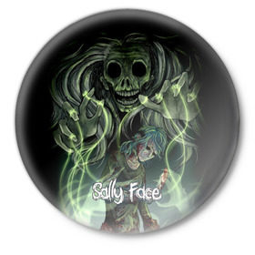 Значок с принтом Sally Face (18) в Екатеринбурге,  металл | круглая форма, металлическая застежка в виде булавки | face | fisher | larry johnson | mask | sally | sally face | sally fisher | демоны | духи | маска | призраки | салли | салли фейс | салли фишер | фейс