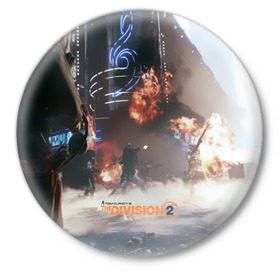 Значок с принтом Tom Clancy`s The Division в Екатеринбурге,  металл | круглая форма, металлическая застежка в виде булавки | Тематика изображения на принте: 