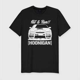 Мужская футболка хлопок Slim с принтом Nissan Silvia S14 Hoonigan в Екатеринбурге, 92% хлопок, 8% лайкра | приталенный силуэт, круглый вырез ворота, длина до линии бедра, короткий рукав | hoonigan | nissan | nissan silvia s14 | silvia s14