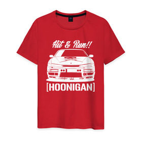 Мужская футболка хлопок с принтом Nissan Silvia S14 Hoonigan в Екатеринбурге, 100% хлопок | прямой крой, круглый вырез горловины, длина до линии бедер, слегка спущенное плечо. | hoonigan | nissan | nissan silvia s14 | silvia s14