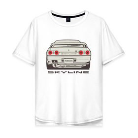 Мужская футболка хлопок Oversize с принтом Nissan Skyline R32 в Екатеринбурге, 100% хлопок | свободный крой, круглый ворот, “спинка” длиннее передней части | nissan | nissan skyline | nissan skyline r32 | r32 | skyline r32