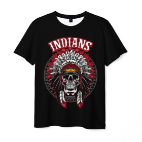 Мужская футболка 3D с принтом Indians в Екатеринбурге, 100% полиэфир | прямой крой, круглый вырез горловины, длина до линии бедер | 