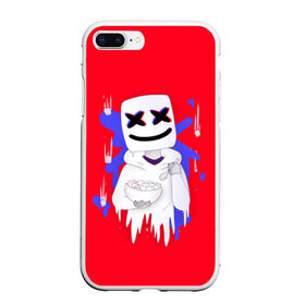 Чехол для iPhone 7Plus/8 Plus матовый с принтом Marshmello в Екатеринбурге, Силикон | Область печати: задняя сторона чехла, без боковых панелей | christopher comstock | dj | glitch | marshmello | music | глитч | диджей | крис комсток | маршмэллоу | музыка