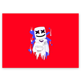 Поздравительная открытка с принтом Marshmello в Екатеринбурге, 100% бумага | плотность бумаги 280 г/м2, матовая, на обратной стороне линовка и место для марки
 | christopher comstock | dj | glitch | marshmello | music | глитч | диджей | крис комсток | маршмэллоу | музыка