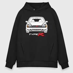 Мужское худи Oversize хлопок с принтом Honda Civic Type R EP в Екатеринбурге, френч-терри — 70% хлопок, 30% полиэстер. Мягкий теплый начес внутри —100% хлопок | боковые карманы, эластичные манжеты и нижняя кромка, капюшон на магнитной кнопке | civic type r ep | honda | honda civic | honda civic type r ep | type r ep