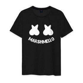 Мужская футболка хлопок с принтом Marshmello в Екатеринбурге, 100% хлопок | прямой крой, круглый вырез горловины, длина до линии бедер, слегка спущенное плечо. | 