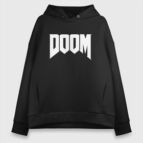 Женское худи Oversize хлопок с принтом DOOM в Екатеринбурге, френч-терри — 70% хлопок, 30% полиэстер. Мягкий теплый начес внутри —100% хлопок | боковые карманы, эластичные манжеты и нижняя кромка, капюшон на магнитной кнопке | devil | doom | hell | mark of the doom slayer | slayer | ад | гарнил | дум | знаки | иероглифы | компьютерные игры 2019 | преисподняя | символ | солдат