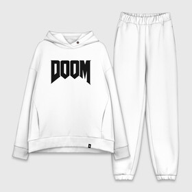 Женский костюм хлопок Oversize с принтом DOOM в Екатеринбурге,  |  | devil | doom | hell | mark of the doom slayer | slayer | ад | гарнил | дум | знаки | иероглифы | компьютерные игры 2019 | преисподняя | символ | солдат