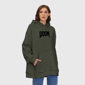 Худи SuperOversize хлопок с принтом DOOM в Екатеринбурге, 70% хлопок, 30% полиэстер, мягкий начес внутри | карман-кенгуру, эластичная резинка на манжетах и по нижней кромке, двухслойный капюшон
 | devil | doom | hell | mark of the doom slayer | slayer | ад | гарнил | дум | знаки | иероглифы | компьютерные игры 2019 | преисподняя | символ | солдат