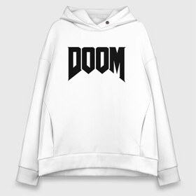 Женское худи Oversize хлопок с принтом DOOM в Екатеринбурге, френч-терри — 70% хлопок, 30% полиэстер. Мягкий теплый начес внутри —100% хлопок | боковые карманы, эластичные манжеты и нижняя кромка, капюшон на магнитной кнопке | devil | doom | hell | mark of the doom slayer | slayer | ад | гарнил | дум | знаки | иероглифы | компьютерные игры 2019 | преисподняя | символ | солдат