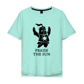 Мужская футболка хлопок Oversize с принтом DARK SOULS в Екатеринбурге, 100% хлопок | свободный крой, круглый ворот, “спинка” длиннее передней части | dark souls | game | gamer | knight | play | player | praise the sun | дарк соулс | доспехи | игры | надпись | рыцарь | темные души
