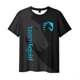 Мужская футболка 3D с принтом TEAM LIQUID в Екатеринбурге, 100% полиэфир | прямой крой, круглый вырез горловины, длина до линии бедер | Тематика изображения на принте: 2019 | blue | cybersport | esport | liquid | logo | pro league | team | team liquid | киберспорт | логотип | тим ликвид | фирменные цвета