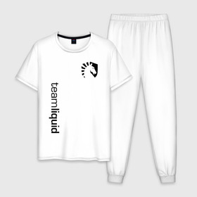 Мужская пижама хлопок с принтом TEAM LIQUID в Екатеринбурге, 100% хлопок | брюки и футболка прямого кроя, без карманов, на брюках мягкая резинка на поясе и по низу штанин
 | 2019 | blue | cybersport | esport | liquid | logo | pro league | team | team liquid | киберспорт | логотип | тим ликвид | фирменные цвета