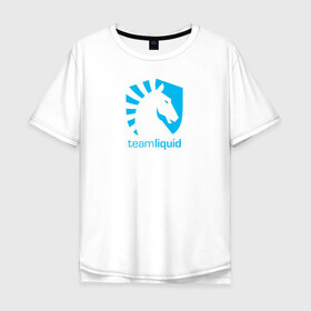 Мужская футболка хлопок Oversize с принтом TEAM LIQUID в Екатеринбурге, 100% хлопок | свободный крой, круглый ворот, “спинка” длиннее передней части | 2019 | blue | cybersport | esport | liquid | logo | pro league | team | team liquid | киберспорт | логотип | тим ликвид | фирменные цвета
