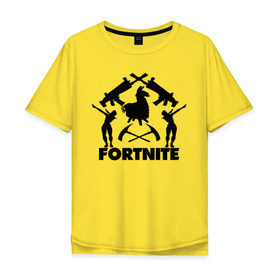 Мужская футболка хлопок Oversize с принтом Fortnite в Екатеринбурге, 100% хлопок | свободный крой, круглый ворот, “спинка” длиннее передней части | floss | fortnite | game | gamer | llama | logo | игры | лама | логотип | флосс | фортнайт
