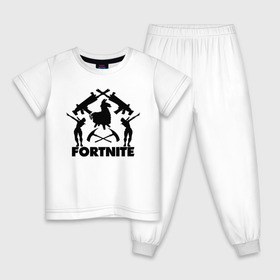 Детская пижама хлопок с принтом Fortnite в Екатеринбурге, 100% хлопок |  брюки и футболка прямого кроя, без карманов, на брюках мягкая резинка на поясе и по низу штанин
 | Тематика изображения на принте: floss | fortnite | game | gamer | llama | logo | игры | лама | логотип | флосс | фортнайт