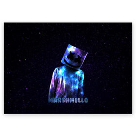 Поздравительная открытка с принтом Marshmello в Екатеринбурге, 100% бумага | плотность бумаги 280 г/м2, матовая, на обратной стороне линовка и место для марки
 | marshmello | диджей | звезды | клуб | клубная музыка | космос | маршмеллоу | маршмэлло | маршмэллоу | музыка | небо | ночь | электронная