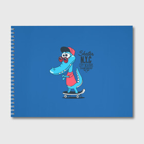 Альбом для рисования с принтом Skate NYC в Екатеринбурге, 100% бумага
 | матовая бумага, плотность 200 мг. | freestyle | n | skateboard | бейсболка | город | графика | движение | дикий | доска | животное | колёса | красный | крокодил | крутой | надпись | нью йорк | очки | рисунок | ролики | сила | синий | скейтборд | спорт