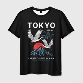 Мужская футболка 3D с принтом Tokyo в Екатеринбурге, 100% полиэфир | прямой крой, круглый вырез горловины, длина до линии бедер | cities | country | japan | large | most | mountains | nagasaki | tokyo | travel | большие | восход | города | горы | графика | журавли | закат | летят | нагасаки | надпись | полет | птицы | путешествия | рисунок | самые | солнце | страна