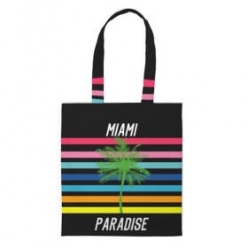 Сумка 3D повседневная с принтом Miami Paradise в Екатеринбурге, 100% полиэстер | Плотность: 200 г/м2; Размер: 34×35 см; Высота лямок: 30 см | america | city | colorful | drawing | grap | miami | palm tree | paradise | recreation | resort | stripes | tree | usa | world | америка | город | графика | дерево | курорт | майами | мировой | надпись | отдых | пальма | полосы | разноцветные | рай | рису