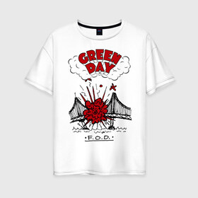 Женская футболка хлопок Oversize с принтом Green Day в Екатеринбурге, 100% хлопок | свободный крой, круглый ворот, спущенный рукав, длина до линии бедер
 | green day | greenday | punk | rock | грин дэй | группы | музыка | панк | рок