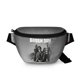 Поясная сумка 3D с принтом Green Day в Екатеринбурге, 100% полиэстер | плотная ткань, ремень с регулируемой длиной, внутри несколько карманов для мелочей, основное отделение и карман с обратной стороны сумки застегиваются на молнию | Тематика изображения на принте: green day | greenday | punk | rock | грин дэй | группы | музыка | панк | рок