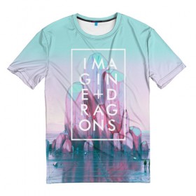 Мужская футболка 3D с принтом Imagine Dragons в Екатеринбурге, 100% полиэфир | прямой крой, круглый вырез горловины, длина до линии бедер | believer | evolve | imagine dragons | night visions | radioactive | rock | группы | имейджин драгонс | инди | музыка | рок