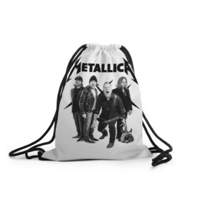 Рюкзак-мешок 3D с принтом Metallica в Екатеринбурге, 100% полиэстер | плотность ткани — 200 г/м2, размер — 35 х 45 см; лямки — толстые шнурки, застежка на шнуровке, без карманов и подкладки | heavy metal | metal | metallica | группы | метал | металлика | музыка | рок | трэш метал | хєви метал