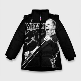 Зимняя куртка для девочек 3D с принтом Metallica в Екатеринбурге, ткань верха — 100% полиэстер; подклад — 100% полиэстер, утеплитель — 100% полиэстер. | длина ниже бедра, удлиненная спинка, воротник стойка и отстегивающийся капюшон. Есть боковые карманы с листочкой на кнопках, утяжки по низу изделия и внутренний карман на молнии. 

Предусмотрены светоотражающий принт на спинке, радужный светоотражающий элемент на пуллере молнии и на резинке для утяжки. | heavy metal | metal | metallica | группы | метал | металлика | музыка | рок | трэш метал | хєви метал