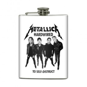 Фляга с принтом Metallica в Екатеринбурге, металлический корпус | емкость 0,22 л, размер 125 х 94 мм. Виниловая наклейка запечатывается полностью | heavy metal | metal | metallica | группы | метал | металлика | музыка | рок | трэш метал | хєви метал